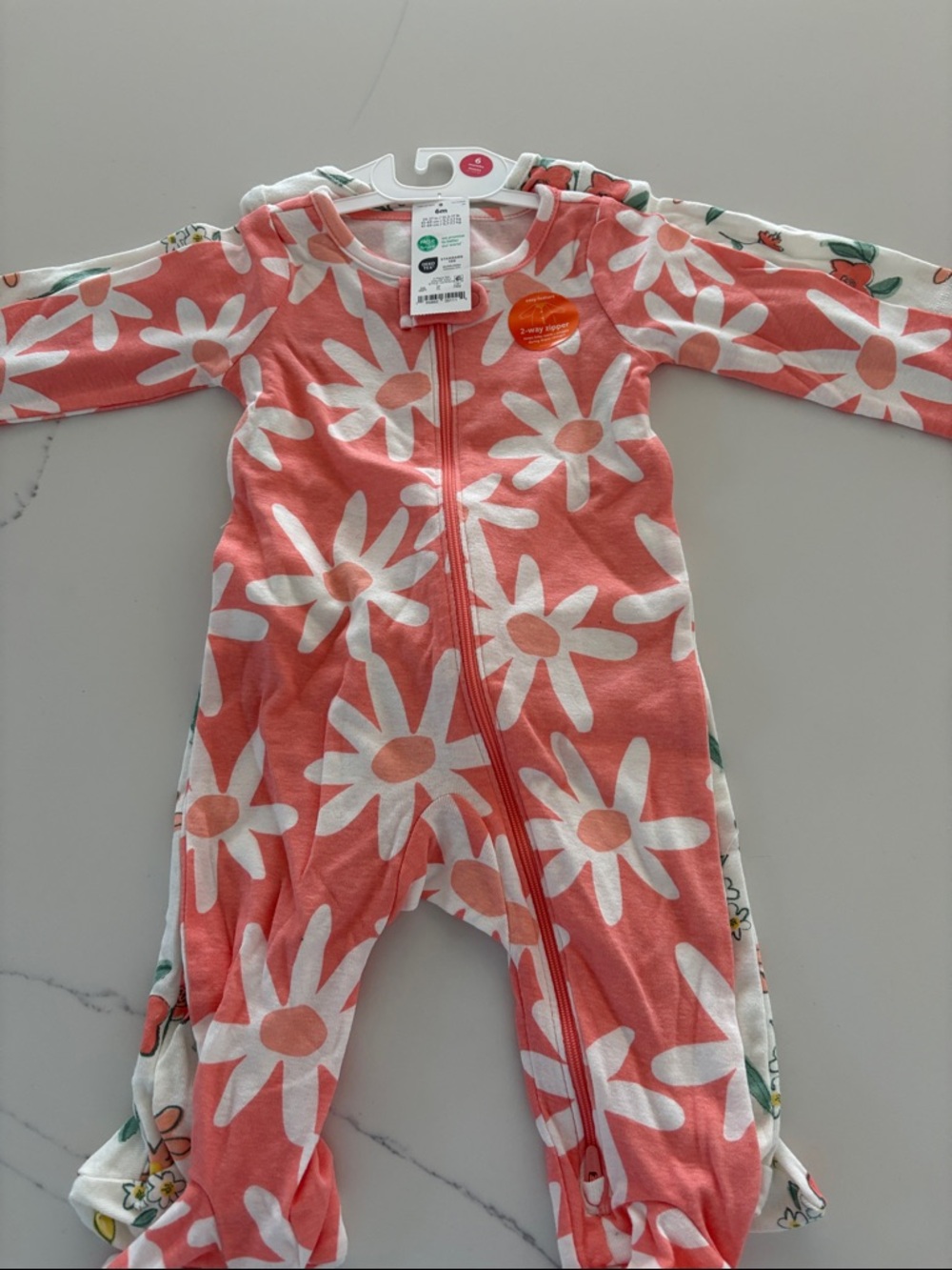 Carter’s 2pk Floral Zip One-Piece - Coral White Daisy